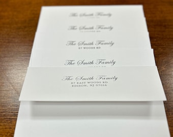 CUSTOM ENVELOPES Printed With Return Address On Back / A-7 Envelopes Printed / 5x7 Envelopes Addressed /Return Address on Back Flap Envelope