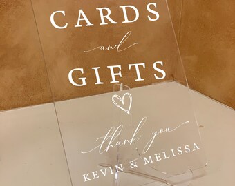 Custom Acrylic Cards and Gifts Sign for Wedding / Wedding Date Cards and Gifts Sign with Easel / Personalized Cards and Gifts Sign for Box