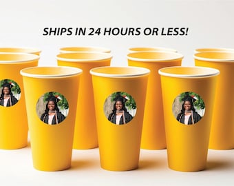 PRINTED Graduation Stickers / Round Graduate Stickers / Class of 2025 Stickers / Custom Graduation Party Décor Stickers / Grad Party Print