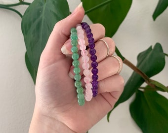 Healing Crystal Bracelets | Amethyst, Rose Quartz + More