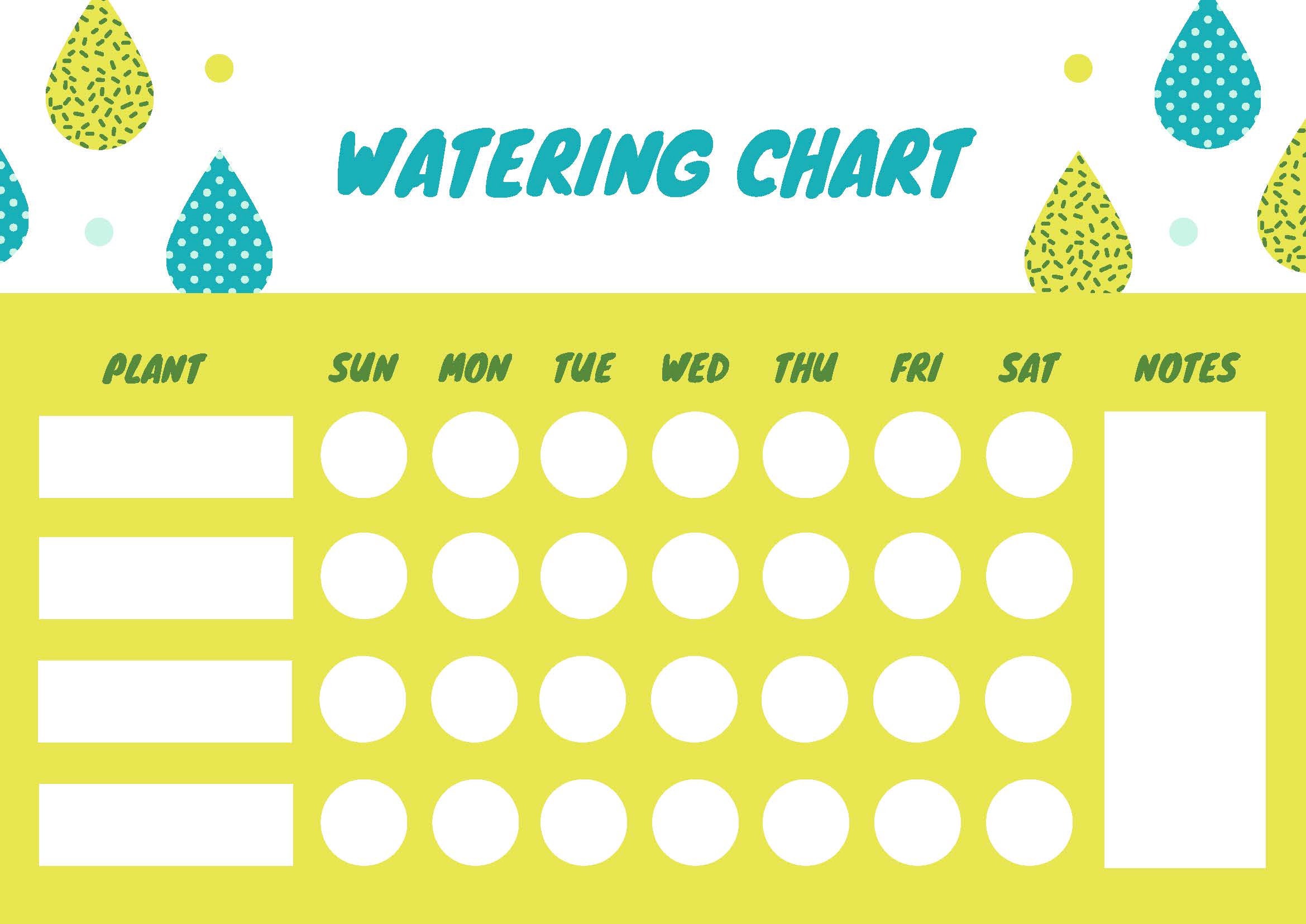 Printable Plant Watering Schedule Chart Etsy