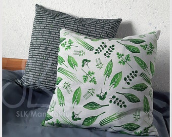 Pillowcase | Green sauce herbs | Organic cotton | 50x50cm | Frankfurter Grie Sauce