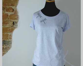 shirt | organic cotton | dragonflies shirt | mottled purple