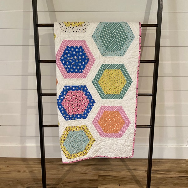 Hexagon Quilt Etsy
