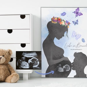 Baby Ultrasound Art, Pregancy keepsake, Watercolor Sonogram Print, Baby Shower Gift, Gender Reveal, Sonography Art, Pregnancy Gift