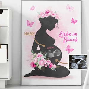 Cadeau de grossesse, art échographique pour bébé, souvenir de grossesse, impression d'échographie aquarelle, cadeau de baby shower, art échographique, cadeau de grossesse