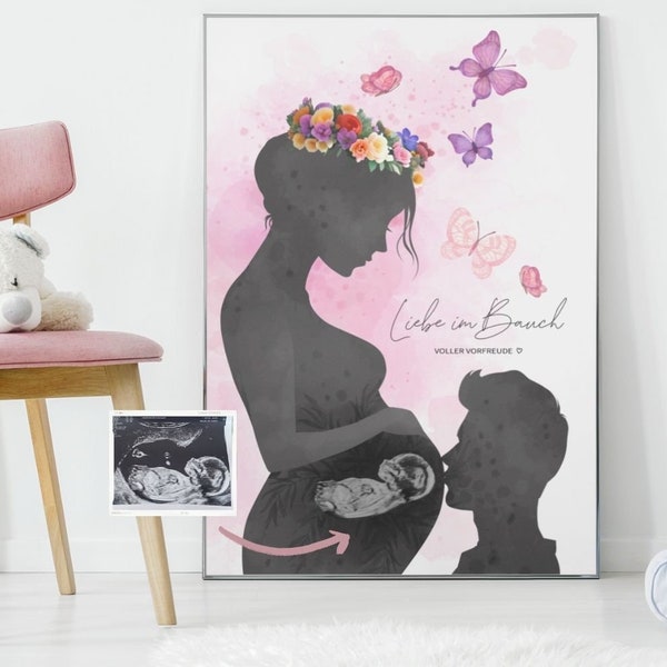 Gift for pregnant, Baby scan poster, baby announcement, expecting mom gift, expecting dad gift, gift for new parents, first time mom gift