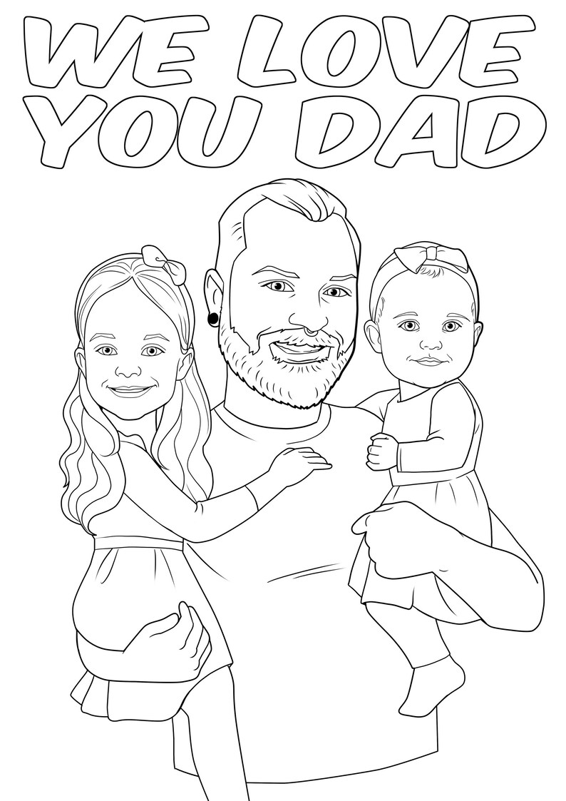 Fathers Day Coloring Page, Personalized Coloring Page, Dad Gift From ...