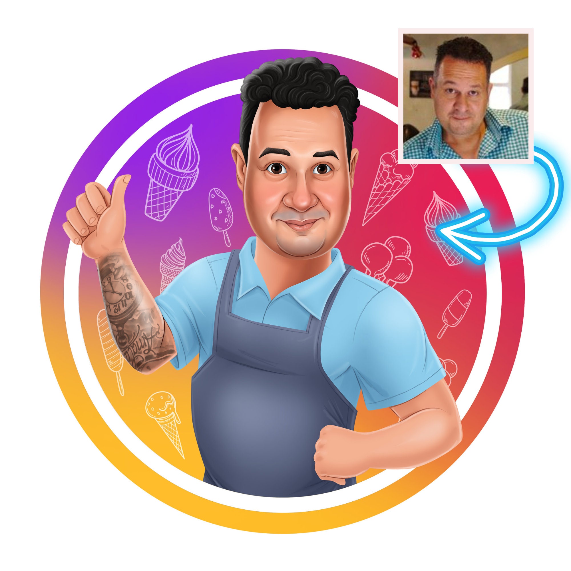 Instagram Profile Photo Twitch Avatar Cartoon Portrait From Photo ...