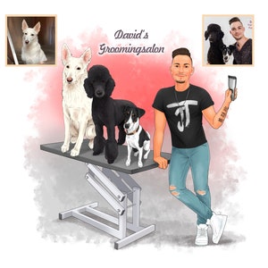Unique Groomer Logo, Gift for dog groomer, Dog groomer Portrait, Groomer Custom Logo, Personalized groomer logo