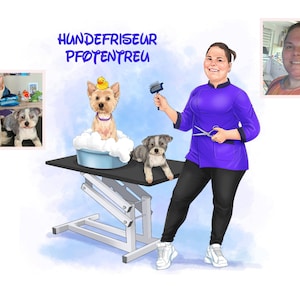 Logotipo de peluquero, logotipo de peluquero de mascotas, logotipo de salón de mascotas, logotipo de dibujos animados de peluquero, regalo para peluquero de perros
