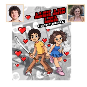 Scott Pilgrim style portrait, Scott Pilgrim Poster, Scott Pilgrim and Ramona art, Comics Style Portrait, Custom portrait in comics style