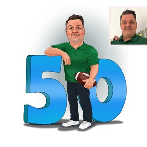 Custom cartoon portrait, Birthday cartoon, Birthday caricature, 50th birthday gift, 60th birthday gift, 70th birthday gift, 80th birthday