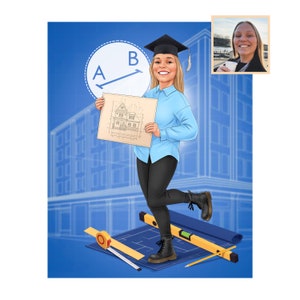 Architecture student portrait, Architecture student gift, Graduation gift for Architect, Architect Gift, Gift for Architect