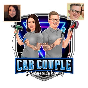 Logotipo de detallado de automóviles, logotipo de detallado de automóviles, logotipo de dibujos animados personalizado, logotipo de tuning de automóviles, diseño de logotipo personalizado