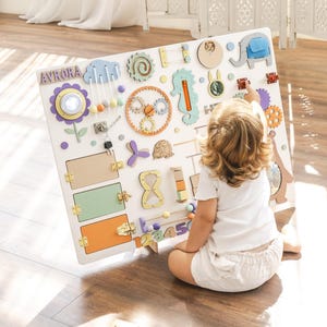 Tableau Montessori avec cadenas, Tableau chargé avec boucles, Tableau occupé avec loquets, Tableau occupé pour tout-petit de voyage, Tableau d'activités pour mur, Tableau occupé