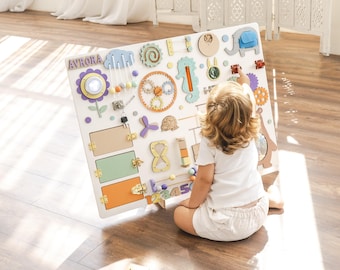 Personalized Montessori Busy Board, Educational Busy Board, Sensory Board, Activity Board, Toddler Busy Board, Baby Sensory Board