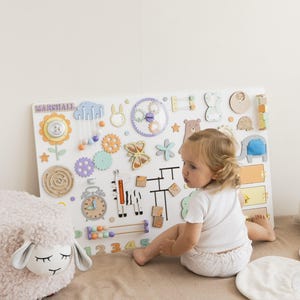 Tableau animé pour bébés, Tableau animé avec boucles, Tableau animé avec support, Tableau animé mural, Tableau animé 9 mois, Tableau d'activités pour enfants