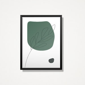 Green leaf minimal wall art, modern shapes print, digital prints,instant download, digital download print, printable art