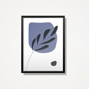 Blue leaf minimal wall art, modern shapes print, digital prints,instant download, digital download print, printable art