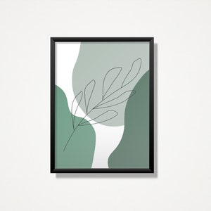 Green Leaf Modern Art Print: Minimalist Shapes (Digital Download)