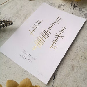 Ogham Language Personalised Name Inscription in Gold Leaf