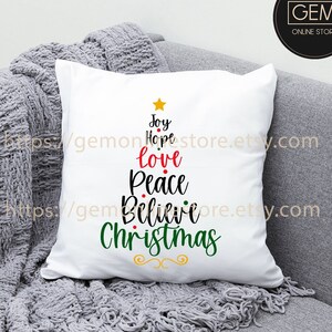 Joy Hope Love Peace Believe SVG - Navidad SVG - Árbol de Navidad Svg - Cameo - Cricut - uso comercial svg - Svg, Ai, Dxf, Pdf, Png, EPS