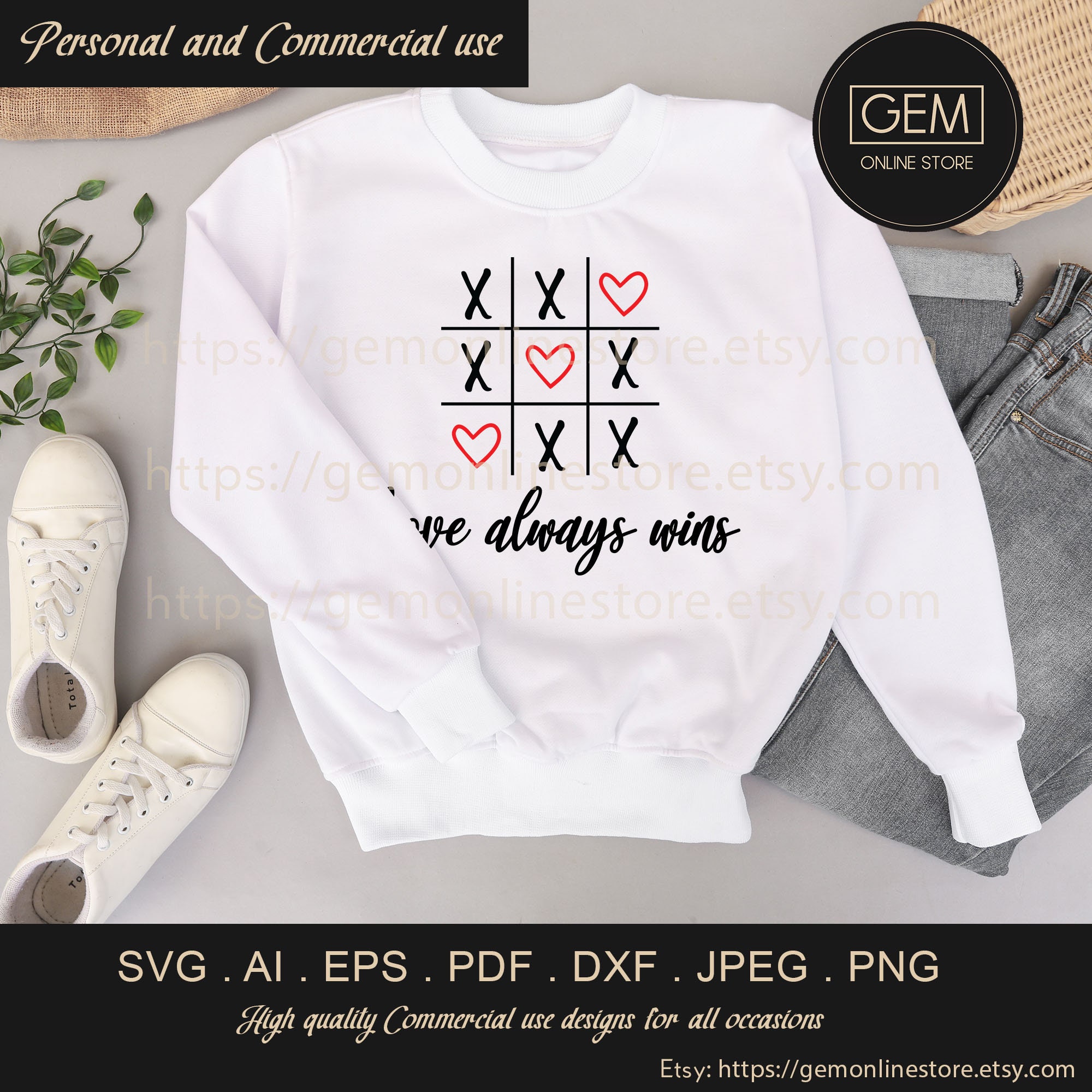 Tic Tac Toe SVG Valentines Day SVG Love Always Wins SVG - Etsy