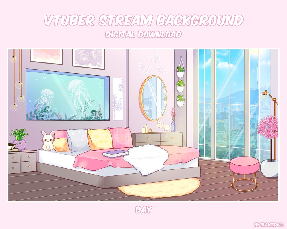 Vtuber Background Room Day Night Twitch Streamer Virtual Etsy UK