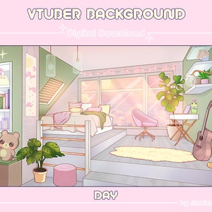 VTuber Background Room Day Night | Twitch | Streamer Virtual Bedroom | Lo-fi Aesthetics Cozy Loft