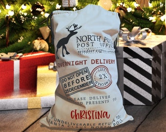Personalized Santa Sack, Christmas Sack, Santa Gift Sack, Santa Bag, Canvas Santa Sack, Santa Sack With Name, Christmas Bag For Presents