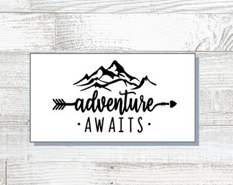 Adventure Awaits Decal, Adventure Awaits Car Decal, Mountains Vinyl Decal, Laptop Decal, Vehicle Decal, Car Decal