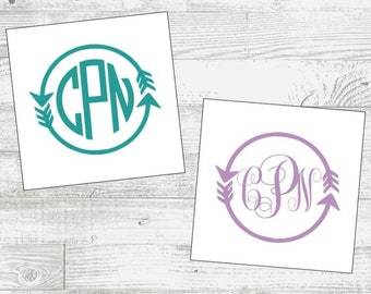 May include: Two images of a monogram design with the letters "CPN" in a circle with arrows on either side. The first image is teal and the second image is purple.