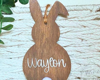 Personalized Easter Basket Tags |  Custom Wooden Easter Basket Tags | Kids Easter Bunny Tags | Easter Name Tags