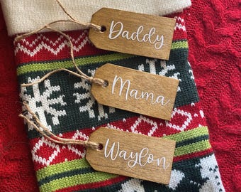 Personalized Wooden Christmas Stocking Name Tags