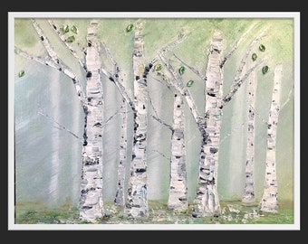 Impasto Silver Birch Forest in Oils - 40cm x 60cm
