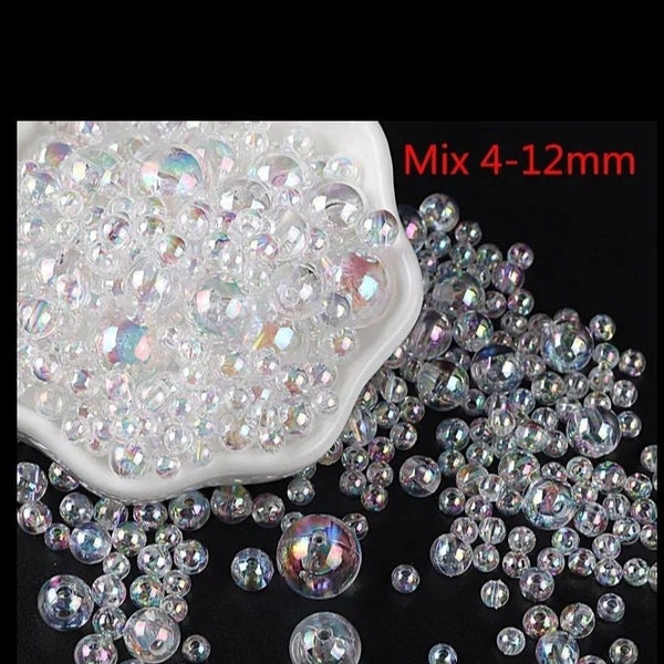 4mm-12mm Mixed Sizes of Acrylic Bubble Beads | 20 Gram Bag| Bubblegum Beads with Hole **NOT REAL BUBBLES**- AbEffect