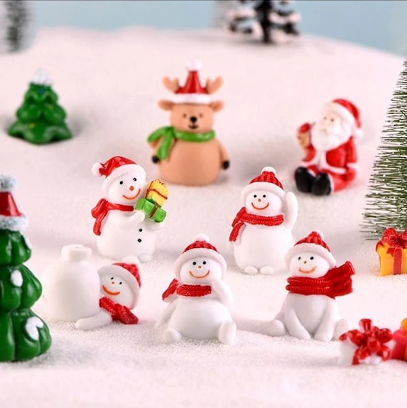 Christmas Miniature Decorations Mini Snowman Figurine Christmas Miniature  Ornaments Mini Christmas Snowmen Desktop Ornaments Resin Xmas Accessories