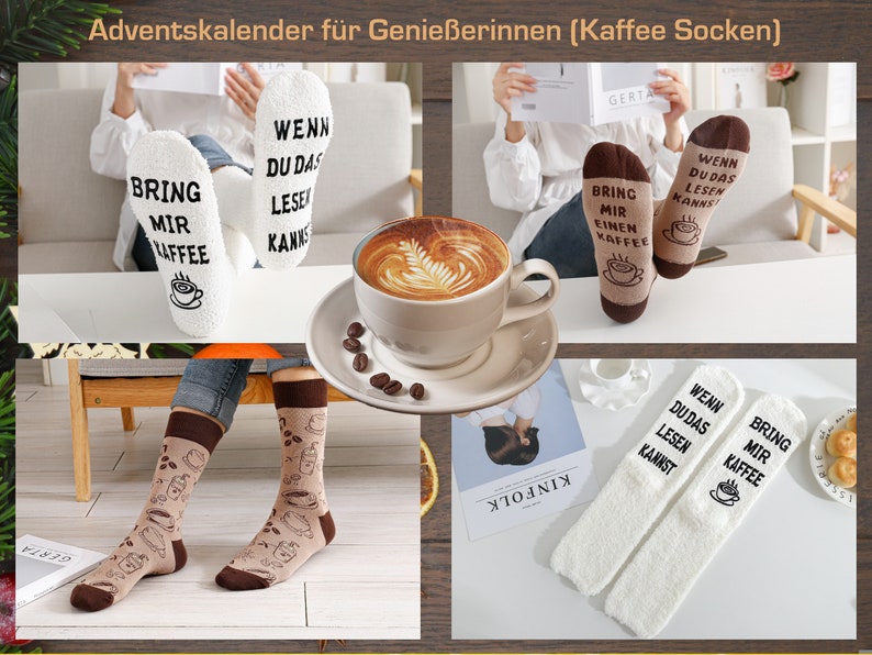 Socken Adventskalender für Frauen, Weihnachtskalender 2023, Kuschelsocken Baumwollsocken 37-43 mit Sprüchen, Geschenke zu Weihnachten Bild 3