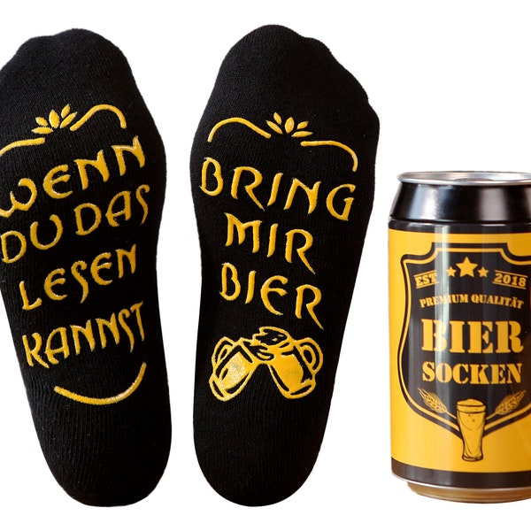 Bier Socken Herren lustige Socken, Bier Geschenke Männer, Papa Geburtstagsgeschenk mit Spruch Wenn du das lesen kannst bring mir Bier, 37-44