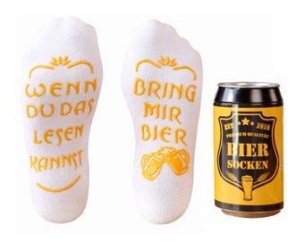 Bier Socken zum Geburtstag, Bier Geschenke zum Männer-Abend, Geschenk für Männer, Socken mit Spruch Wenn du das lesen kannst,bring mir Bier