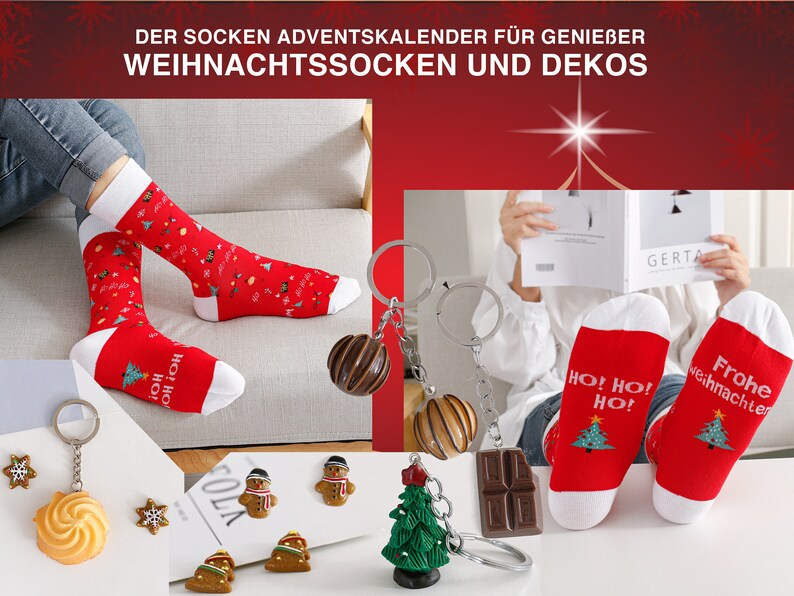 Socken Adventskalender für Frauen, Weihnachtskalender 2023, Kuschelsocken Baumwollsocken 37-43 mit Sprüchen, Geschenke zu Weihnachten Bild 5