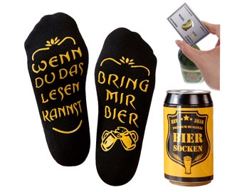 Beer socks men + bottle opener made of stainless steel, beer gifts, birthday gifts for men, bring me beer, socks with saying