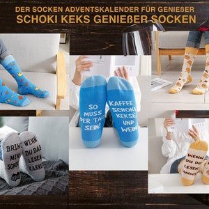 Socken Adventskalender für Frauen, Weihnachtskalender 2023, Kuschelsocken Baumwollsocken 37-43 mit Sprüchen, Geschenke zu Weihnachten Bild 6