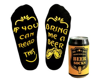 Bier Socken Herren lustige Socken mit Spruch "Bring me a Beer", Männergeschenke, Papa Geburtstagsgeschenk, Beer socks in a beer can, 37-44