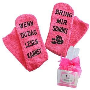 Chocolate cuddly socks "If you can read this, bring me chocolate", cupcake, birthday gift for wife, girlfriend, mom, chocolate lover, 36-43