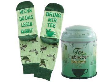 Tea socks with saying in a can, funny birthday gift for women, gifts for mom, if you can read this bring me tea size. 37-43