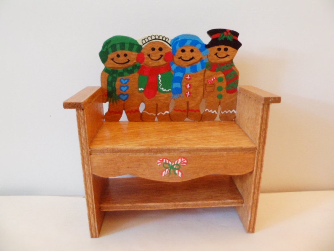 Wooden Christmas Gingerbread Bench 1