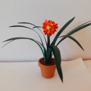 Clivia, orange & yellow 1&quot; dollhouse scale   These flowers are not real!