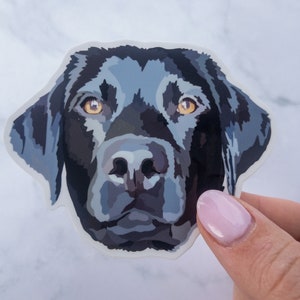 Black Lab Dog Sticker 3&quot; | Medium Waterproof Vinyl Decal | Labrador Retriever Gift | Dog Lover Sticker | Water Bottle, Laptop, Car, Journal